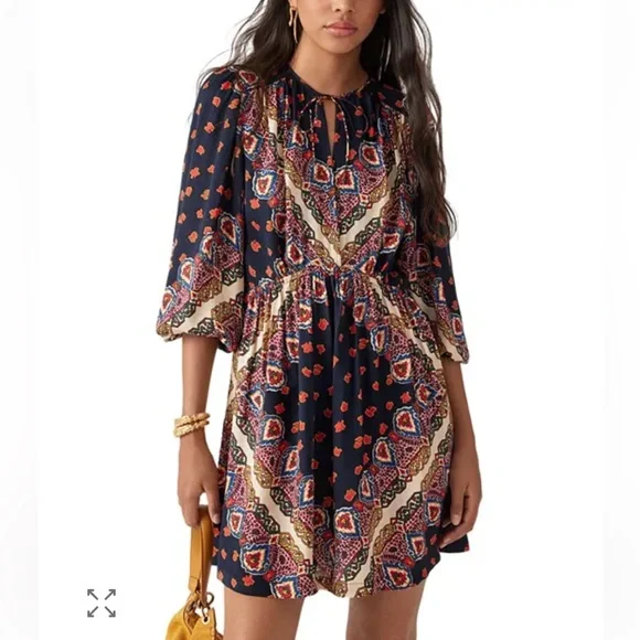 ba&sh Navy and Red Patterned Mini Dress - Picture 4 of 4